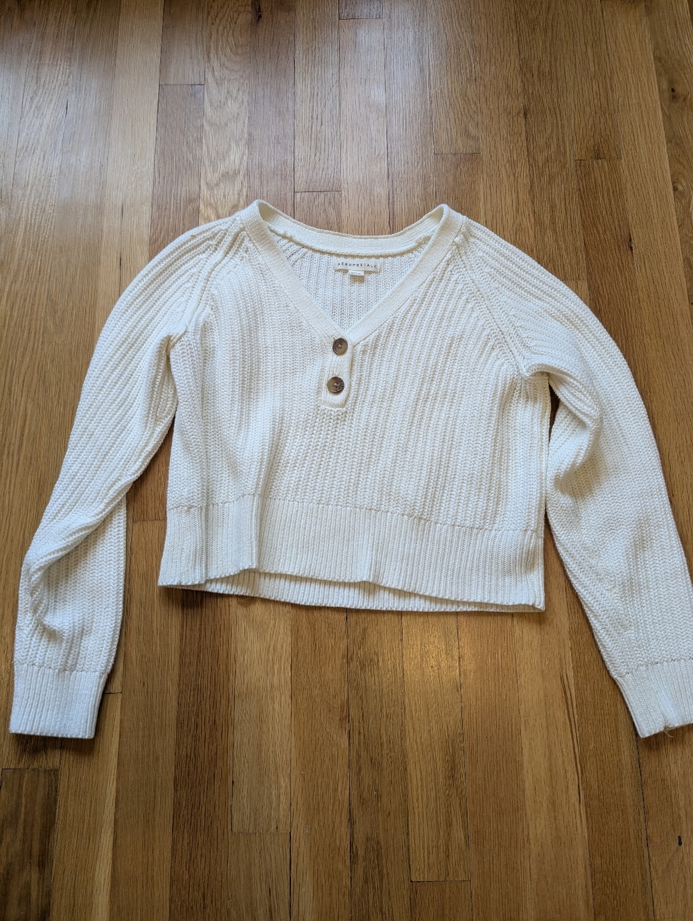 Aeropostale Cropped Knit V-Neck Sweater